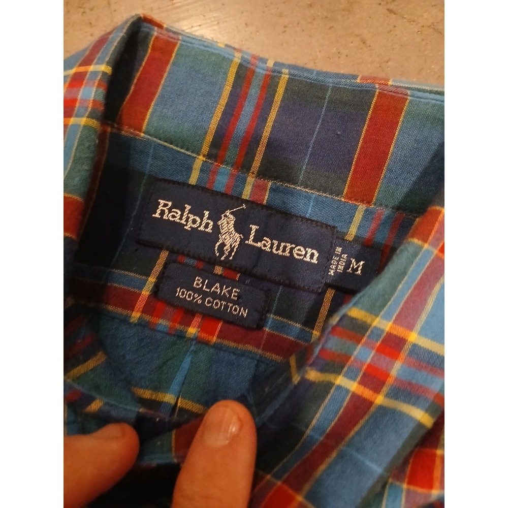 Ralph Lauren Men's M Plaid Short Sleeve Button-down Shirt Pony - Picture 4 of 5
